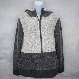 Toad & Co Wildwood Sherpa Hoodie Women's Med Gray Heather & Charcoal Wool Jacket
